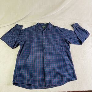 J Crew Shirt Mens Large Blue Red Plaid Long Sleeve‎ Collared Button Up Pocket